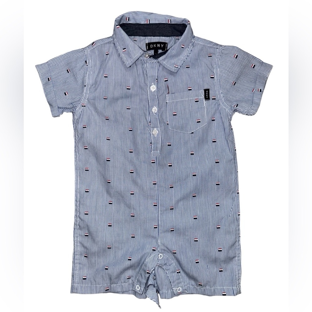 DKNY Boy’s Striped Baby Romper, 24M